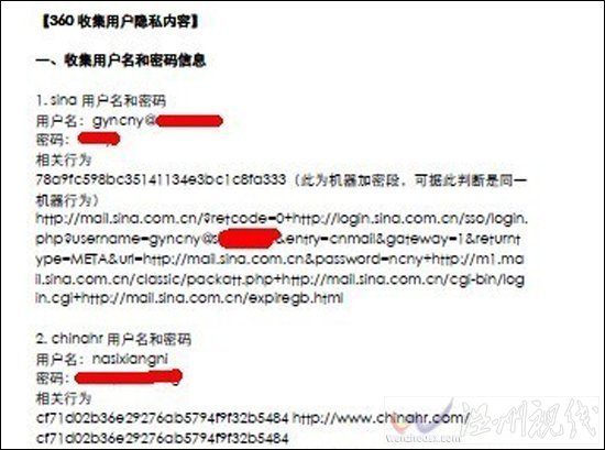 360窃取用户隐私证据曝光：涉及百万用户帐号