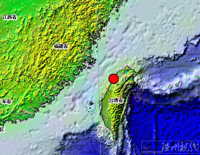 台湾地震震中位置图