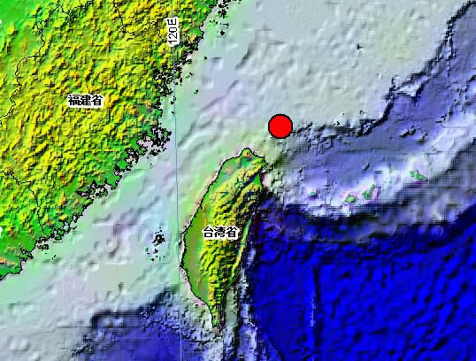 台湾新北市附近海域4.7级地震震中位置