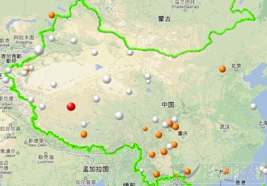 2013年2月25日改则县5.4级地震和4.1级地震