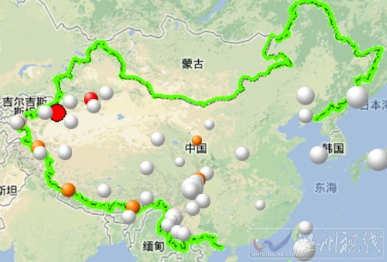 阿克苏市和乌什县地震震中位置