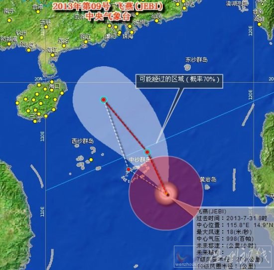 第9号台风飞燕路径