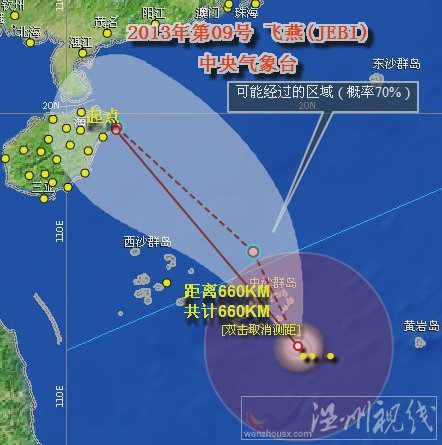 第9号台风飞燕路径