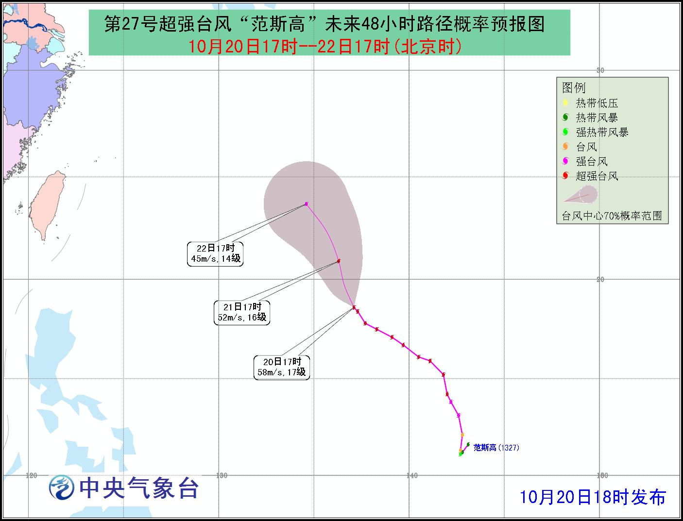 超强台风范斯高路径