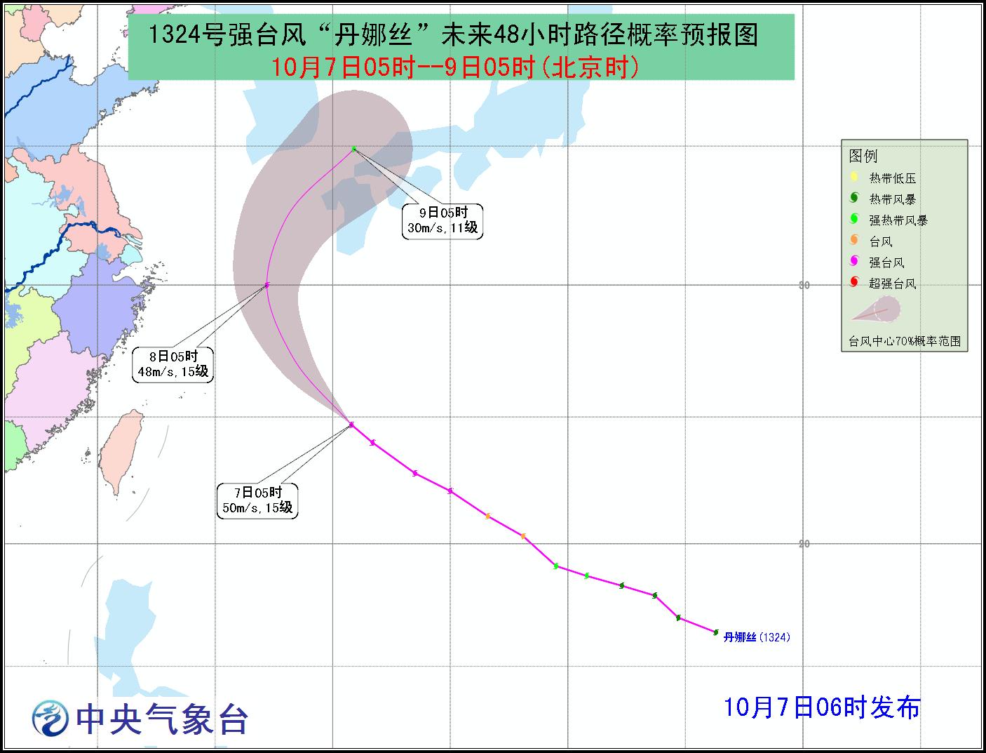 台风丹娜丝最新路径图