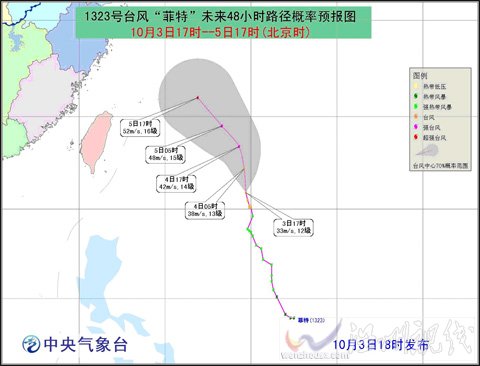 3日台风菲特最新路径图