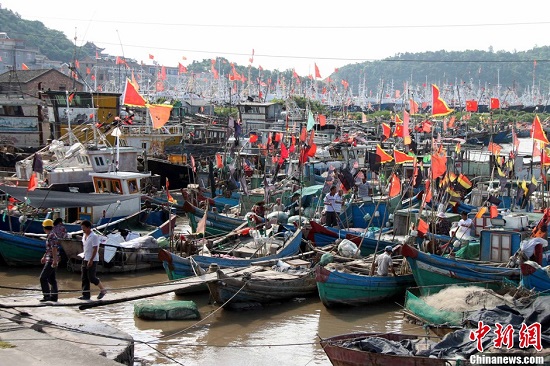 台风菲特给浙江沿海带来10级大风 台州300余艘船舶进港避风