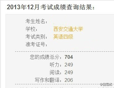 四级考神出现 西安交通大学大一女生四级704分