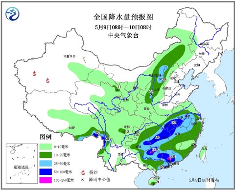 未来三天南方有持续暴雨 北方有降温沙尘