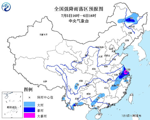 全国强降雨落区预报图