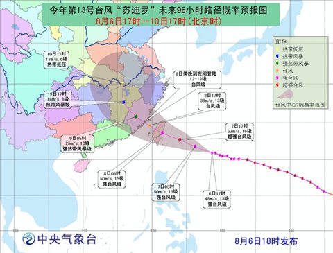 台风苏迪罗路径预报图