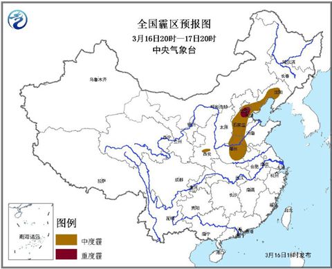 霾预警 北京天津河北等地有中到重度霾