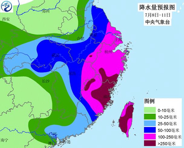 台风尼伯特将给福建、浙江等省带来强降雨