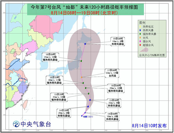 第7号台风灿都对我国仍没有影响