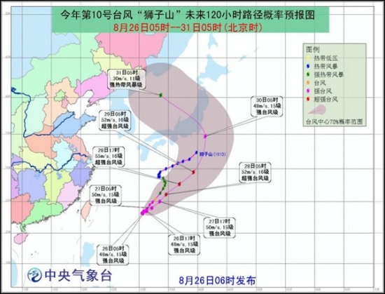 台风狮子山路径向东北方向移动 可能影响我国东北