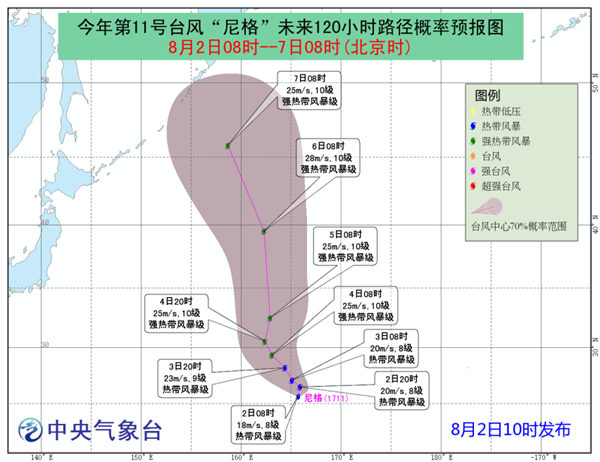 台风尼格生成 2017年第11号台风尼格不会影响我国