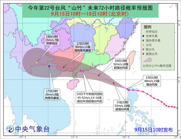 广东台风山竹登陆路径