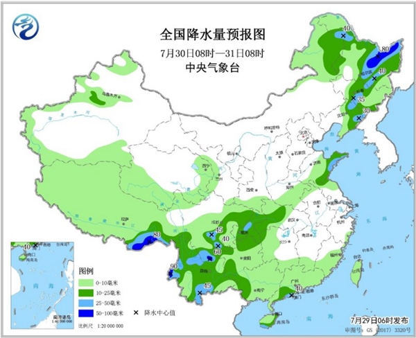 东北西南局地大暴雨 南方高温持续夜温近30℃