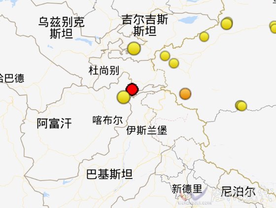 塔吉克斯坦发生5.1级地震